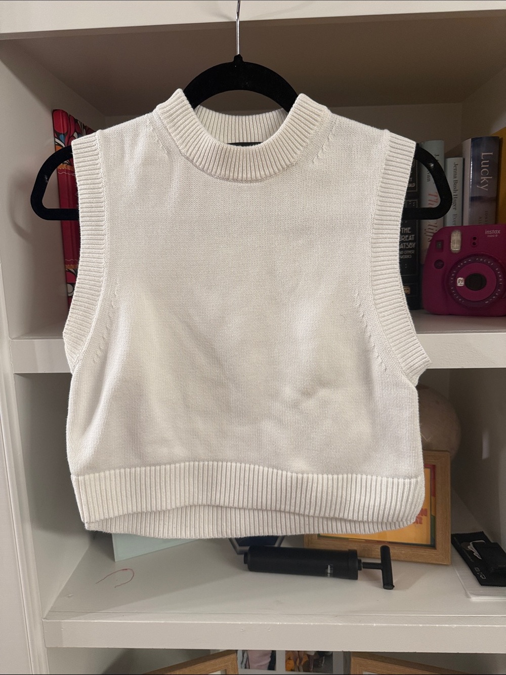French Connection White Knit Cropped Tank Sweater